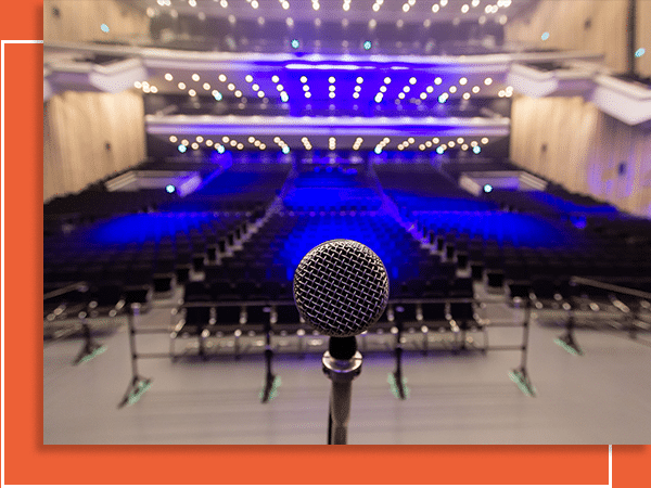 view from microphone facing seating at venue