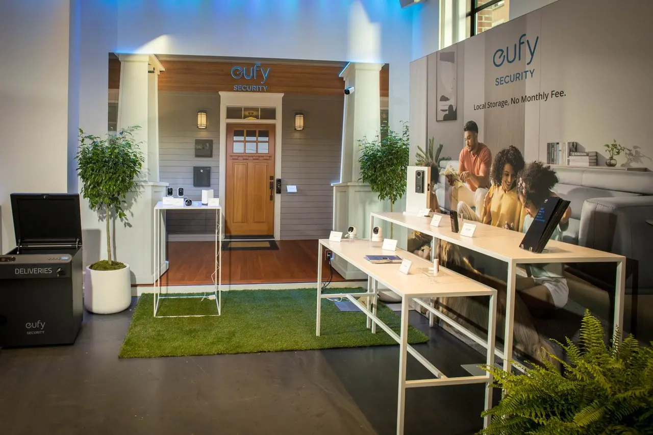 An exhibit booth designed to look like a front porch