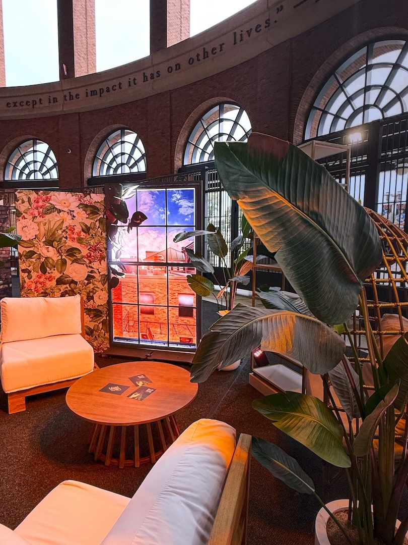 The view out of the "window" created using an LED totem display